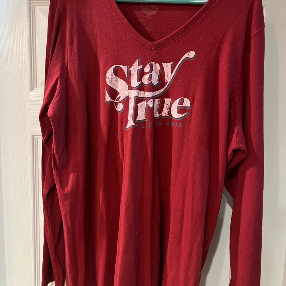 Life Is Good Red Graphic Long Sleeve Tee